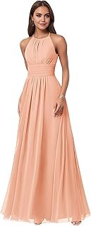 Women's Halter Chiffon Bridesmaid Dresses for Wedding A Line Sleeveless ...