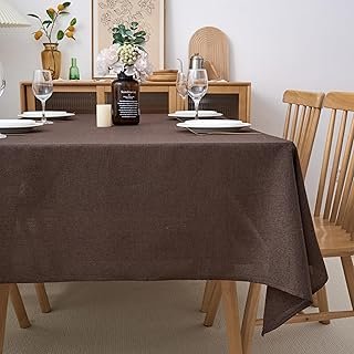 NLMUVW Brown Linen Tablecloth Rectangle, Chocolate Table Cloth Farmhouse...