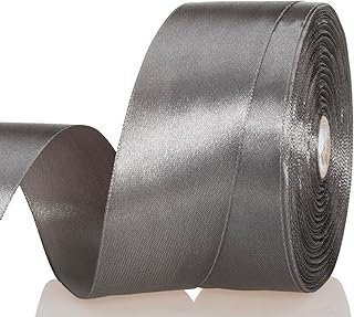 1 1/2 Inch Steel Gray Solid Satin Ribbon, 50 Yards Craft Fabric Ribbon f...
