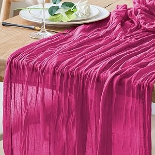 Table Runner Cheesecloth 10FT Fuchsia Boho Gauze Cheese Cloth Rustic She...
