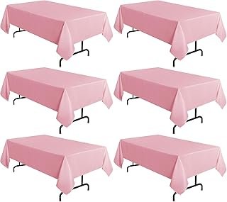 sancua 6 Pack Pink Tablecloth 60 x 102 Inch, Rectangle Table Cloth for 6...