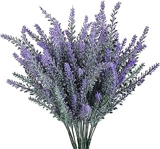 GTIDEA 4pcs Artificial Flowers Flocked Plastic Lavender Bundle Fake Plan...