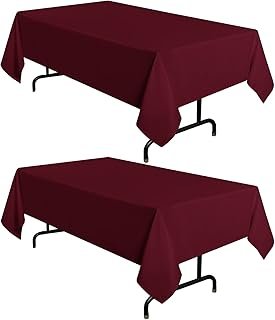 sancua 2 Pack Burgundy Tablecloth 60 x 102 Inch, Rectangle 6 Feet Table ...