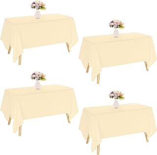 4 Pack Rectangle Tablecloth for 6 Foot Tables Washable Polyester Table C...