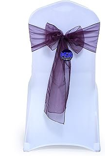 MDS Pack of 25 PCS Organza Chair Sashes Wider Dining Chair Bows Ribbon T...