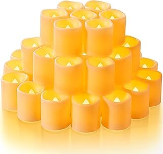 Homemory 50Pack Flickering Flameless Votive Candles,200+Hour Electric Fa...
