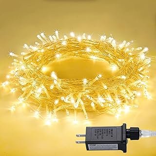 JMEXSUSS Connectable Warm White String Lights Indoor Bedroom, 8 Modes Ch...