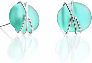 CARPDIM Sea Glass Earrings S925 Sterling Silver Hypoallergenic Handmade ...