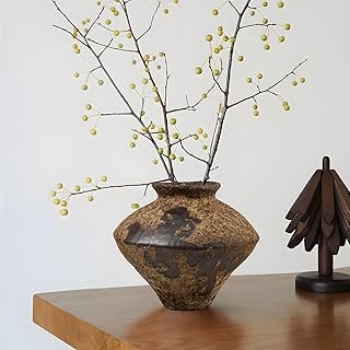 GeLive Brown Ceramic Rustic Vase Jingdezhen Handmade Vintage Pottery Flo...