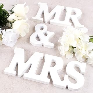 Super Z Outlet White Wooden Mr and Mrs Signs Wedding Present for Party T...