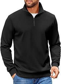 COOFANDY Mens Quarter Zip Pullover Sweatshirts Lightweight Long Sleeve M...