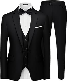 Men's 3 Pieces Suit Elegant Solid One Button Slim Fit Single Breasted Pa...