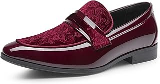 Men's Tuxedo Patent Loafers Classic Velvet Slip-on Dress Shoes