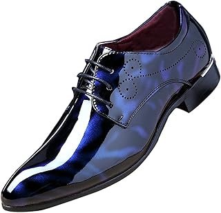 Men Fashion Dress Business Shoe Pointed Toe Floral Patent Leather Lace U...