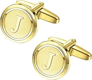 Initial Gold Cufflinks for Men Gold Cuff Links Personalized Copper CuffL...