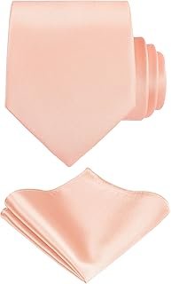 TIE G Solid Satin Woven dyed Color Formal Black Necktie and Pocket Squar...