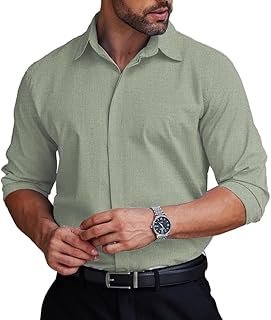 Men's Formal Dress Shirt Hidden Button Front Wrinkle Free Shirt Regular ...