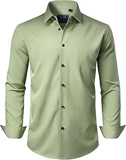 J.VER Men's Dress Shirts Stretch Long Sleeve Formal Shirt Solid Business...