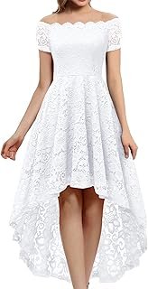 Dressystar Women's Lace Cocktail Dress Hi-Lo Off Shoulder Bridesmaid Swi...