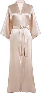 PRODESIGN Satin Kimono Robe Women Long Silky Kimono Bathrobe Sleepwear W...