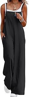 Womens Casual Loose Jumpsuits Summer Boho Wide Leg Rompers Sleeveless Ov...