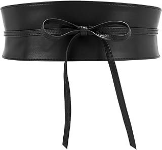 WHIPPY Women Obi Waist Belt Faux Leather Wide Wrap Around Bowknot Belt L...