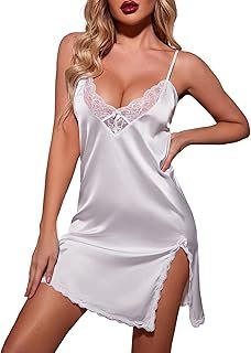 Nightgown Satin Lingerie Sleeveless Sleep Dress Babydoll Nightie Slip Ch...