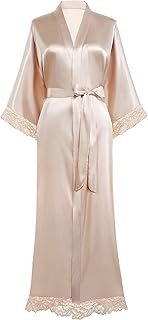 BABEYOND Satin Kimono Robe Silky Long Bridesmaid Wedding Lightweight Bat...