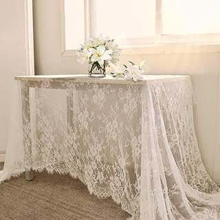 B-COOL White Lace Tablecloth 60 X120 Inches Rectangle Vintage Embroidere...