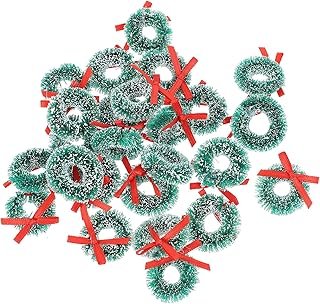 24Pcs Mini Christmas Wreath Artificial Dollhouse Decoration Miniature Ch...
