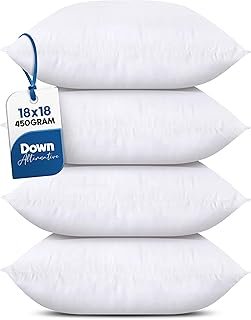 Utopia Bedding Throw Pillows (Set of 4, White), 18 x 18 Inches Pillows f...