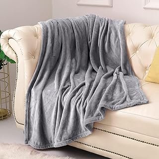 KMUSET Fleece Blanket Throw Size Grey Lightweight Super Soft Cozy Luxury...