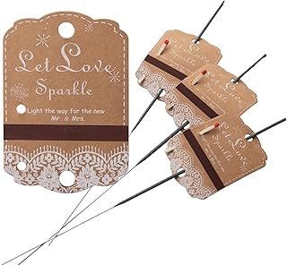 100pcs Rustic White Lace Wedding Sparkler Tags with Match Holder and Str...