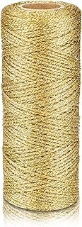 Gold Metallic Bakers String, 110 Yards/328 Feet, 1mm Diameter, Glitter T...