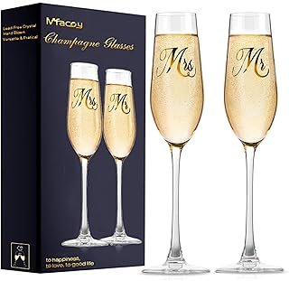 Mfacoy Mr. & Mrs. Champagne Flute Set, Wedding Decor - His and Hers, Wed...