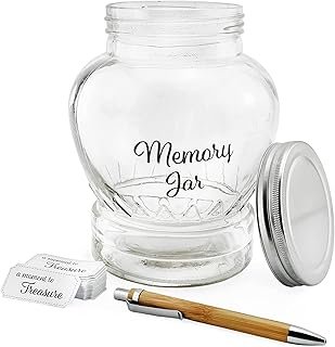 Darware Clear Glass Memory Jar, Family Keepsake Gift with 200 Write-On T...