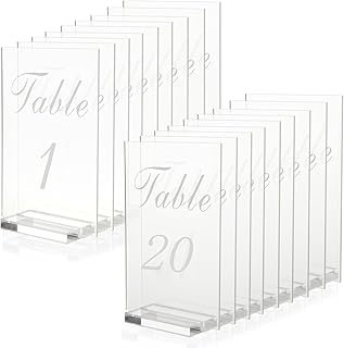 20PCS Acrylic Wedding Table Numbers 1-20 with Stands, 4x6 inches Clear T...