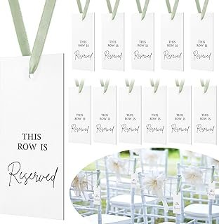 Clabby 12 Pack Reserved Chairs Signs with Ribbon for Wedding Reception P...
