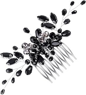 Black Teardrop Hair Side Comb Crystal Hair Pieces Rhinestone Headpieces ...