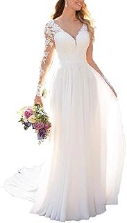 Wedding Dresses for Bride with Lace Appliques Chiffon A Line Women Dress...