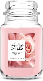 Yankee Candle Fresh Cut Roses Scented Candle, 22oz Large Jar with up to ...