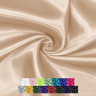 P Pothuiny 60 Inch Wide Beige Satin Fabric by The Yard, Silky Charmeuse ...