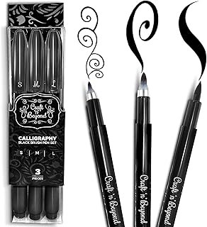 Calligraphy Brush Pens Pack of 3 Small, Medium and Large Markers for Han...