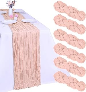 6 Pack Blush Pink Cheesecloth Table Runner 10FT Boho Gauze Fabric Table ...