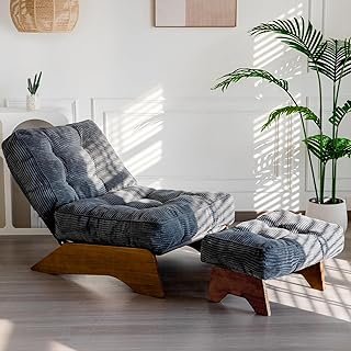 MAXYOYO Accent Chair with Ottoman Adjustable Backrest, Tufted Living Roo...