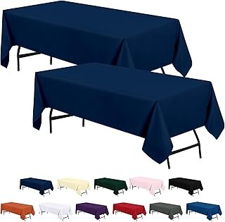 Utopia Kitchen 2 Pack 6 Foot Rectangle Table Cloth [60x102 Inches, Navy ...