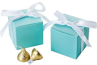 AWELL Mint Green Gift Candy Box Bulk 2x2x2 inches with White Ribbon Part...