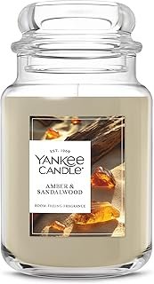 Yankee Candle, Amber & Sandalwood Fall Scented Candle, 22oz Large Jar wi...