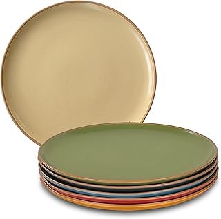 Mora Ceramic Artisan Matte Dinner Plates Set of 6, 10 inch Dish Set - Mi...