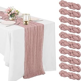 10 Pack Dusty Pink Cheesecloth Table Runner 10FT Boho Gauze Fabric Table...